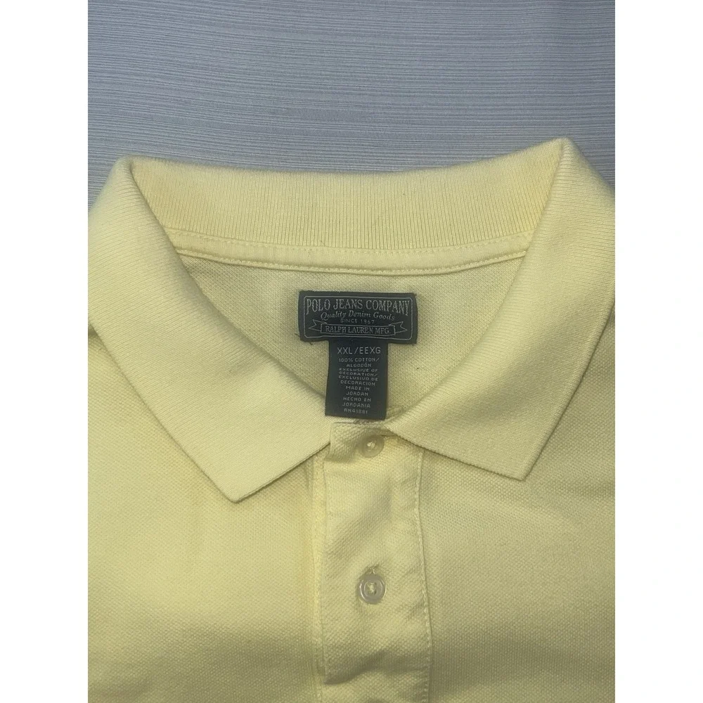 Polo Jeans Co Ralph Lauren Polo Shirt Mens XXL Flag Yellow Short Sleeve Collared